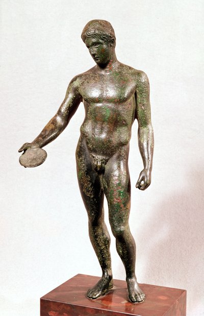 Statue of an ephebe making a libation by Roman